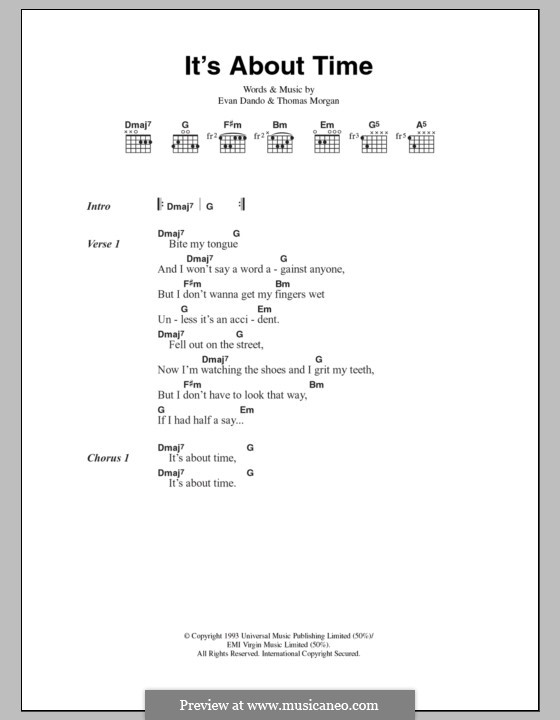 It's About Time (The Lemonheads): Lyrics and chords by Evan Dando, Thomas Morgan