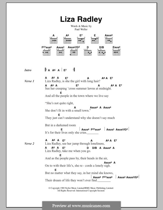 Liza Radley (The Jam): Lyrics and chords by Paul Weller