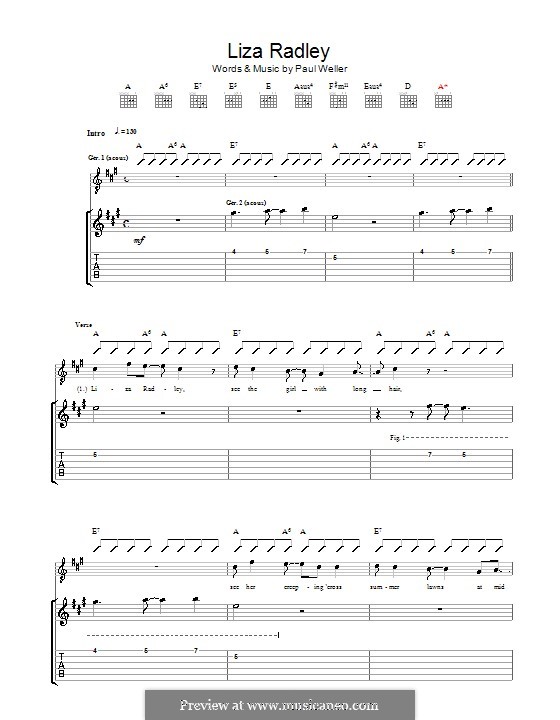 Liza Radley (The Jam): For guitar with tab by Paul Weller