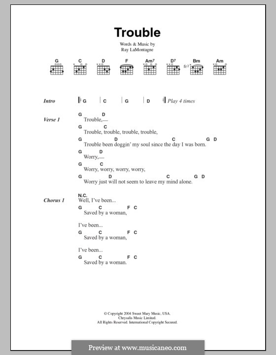 Trouble: Lyrics and chords by Ray LaMontagne