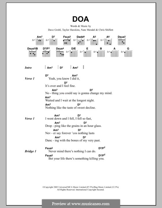 Foo Fighters - My Hero Lyrics and Chords, PDF