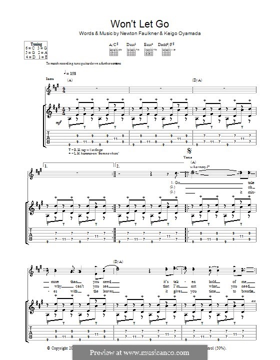 Won't Let Go: For guitar with tab by Keigo Oyamada, Newton Faulkner