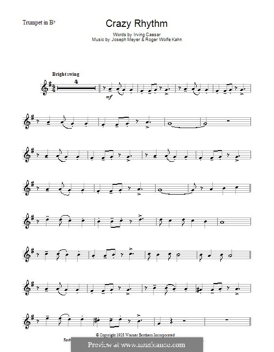 Crazy Rhythm (Chet Baker): For trumpet by Joseph Meyer, Roger Wolfe Kahn