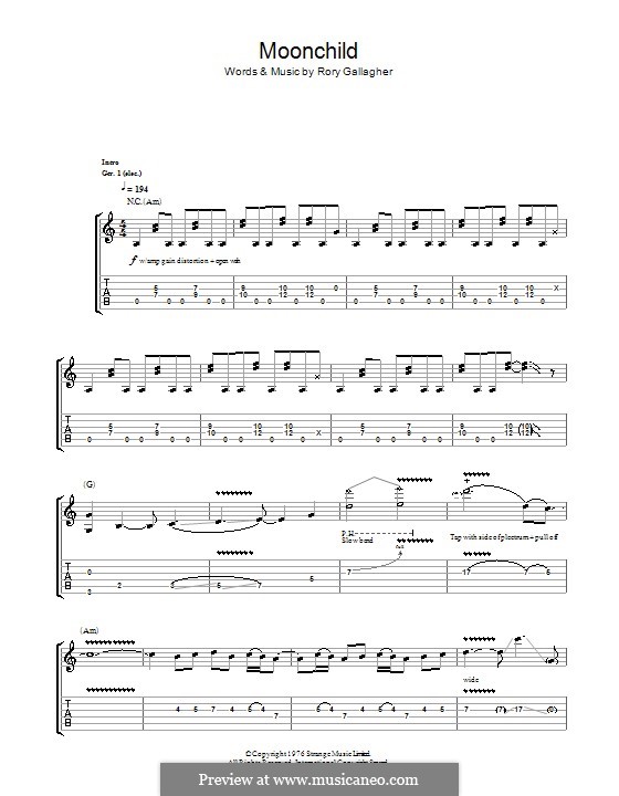 Moonchild: For guitar with tab by Rory Gallagher