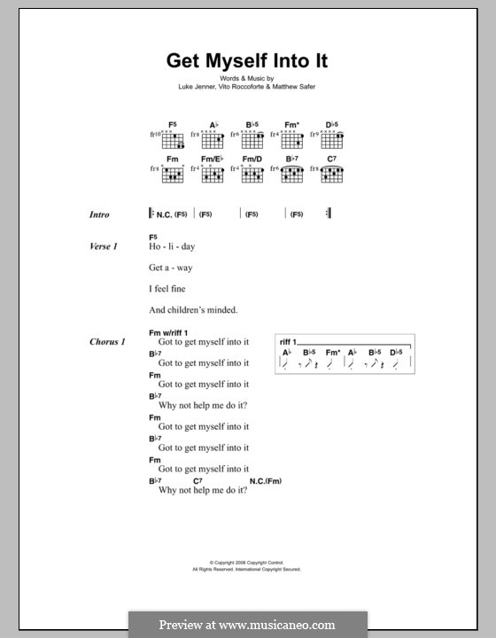 Get Myself Into It (The Rapture): Lyrics and chords by Luke Jenner, Matthew Safer, Vito Roccoforte