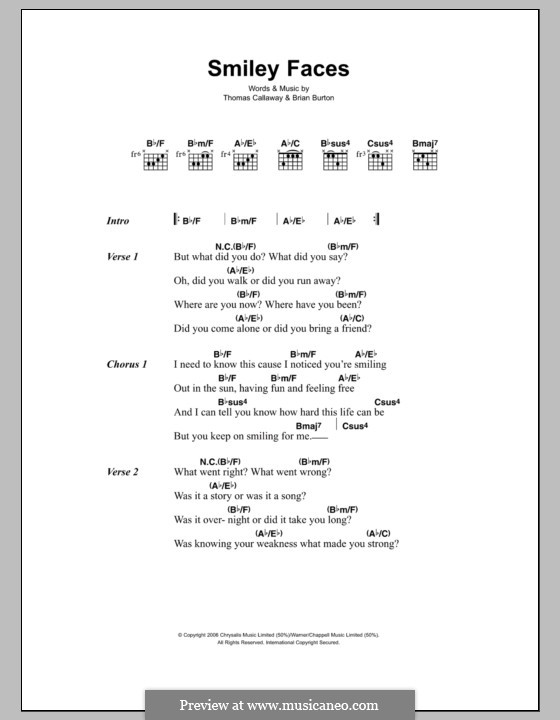 Smiley Faces (Gnarls Barkley): Lyrics and chords by Brian Burton, Thomas Callaway