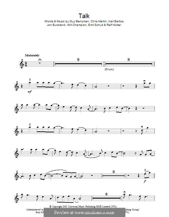 Talk (Coldplay): For violin by Chris Martin, Emil Schult, Guy Berryman, Jonny Buckland, Karl Bartos, Ralf Hütter, Will Champion