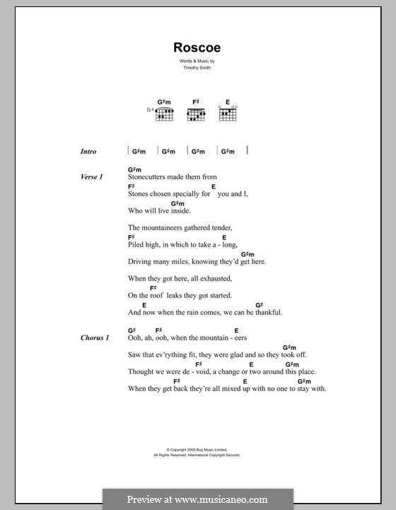 Roscoe (Midlake): Lyrics and chords by Tim Smith