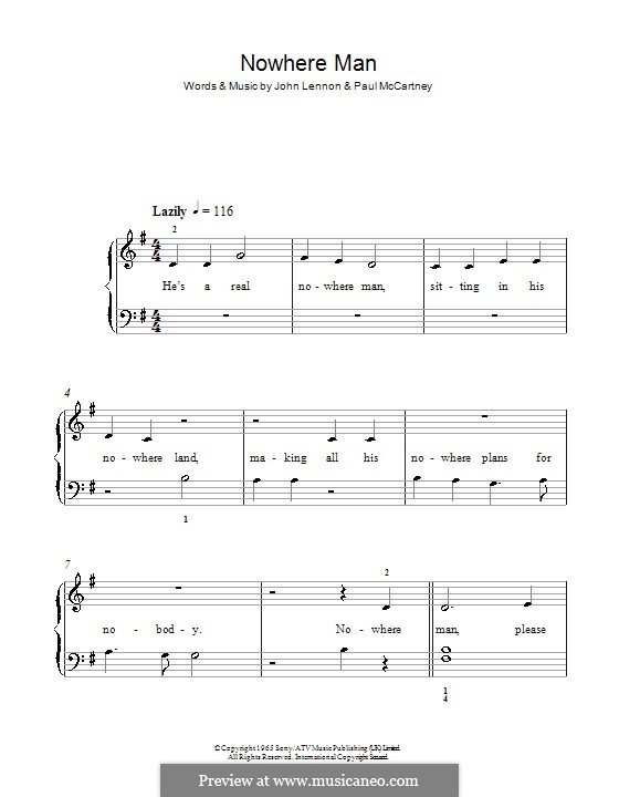 Nowhere Man (The Beatles): For easy piano by John Lennon, Paul McCartney