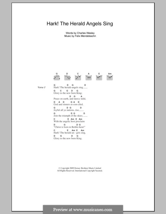 Vocal version: Lyrics and chords by Felix Mendelssohn-Bartholdy