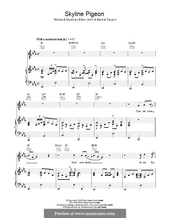Skyline Pigeon: For voice and piano (or guitar) by Elton John