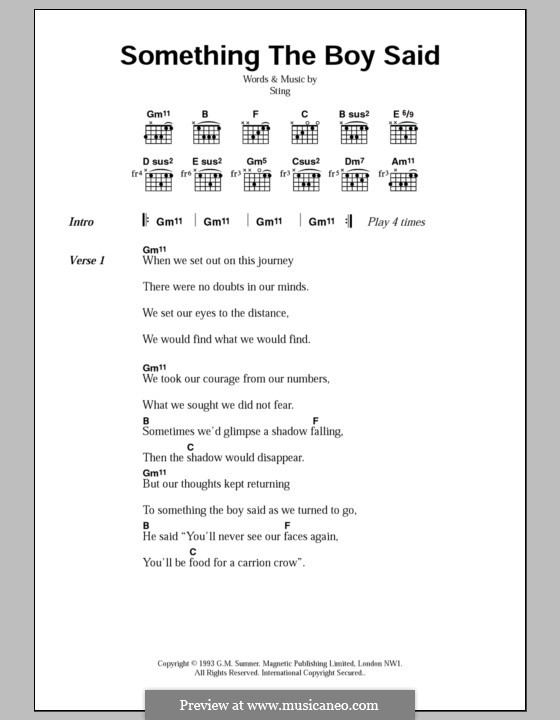 Something the Boy Said: Lyrics and chords by Sting