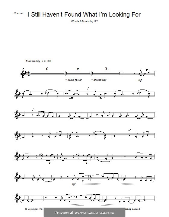 I Still Haven't Found What I'm Looking for: For clarinet by U2