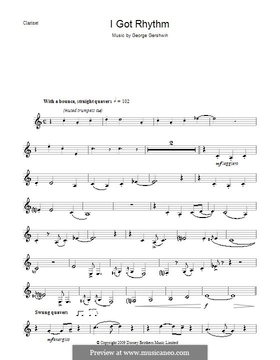 I Got Rhythm: For clarinet by George Gershwin