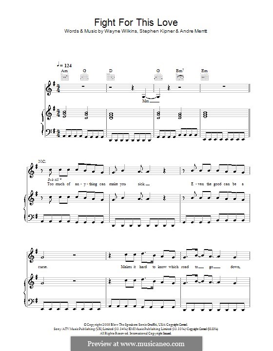 Fight for This Love (Cheryl Cole): For voice and piano (or guitar) by Andre Merritt, Stephen Alan Kipner, Wayne Wilkins