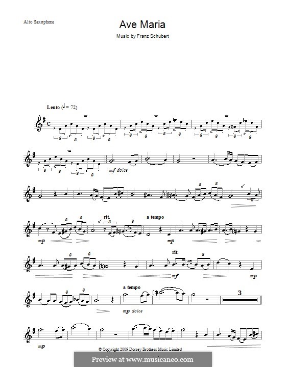 One instrument version: For alto saxophone by Franz Schubert