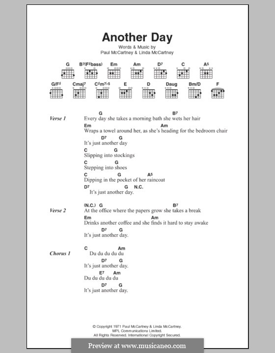 Another Day: Lyrics and chords by Linda McCartney, Paul McCartney