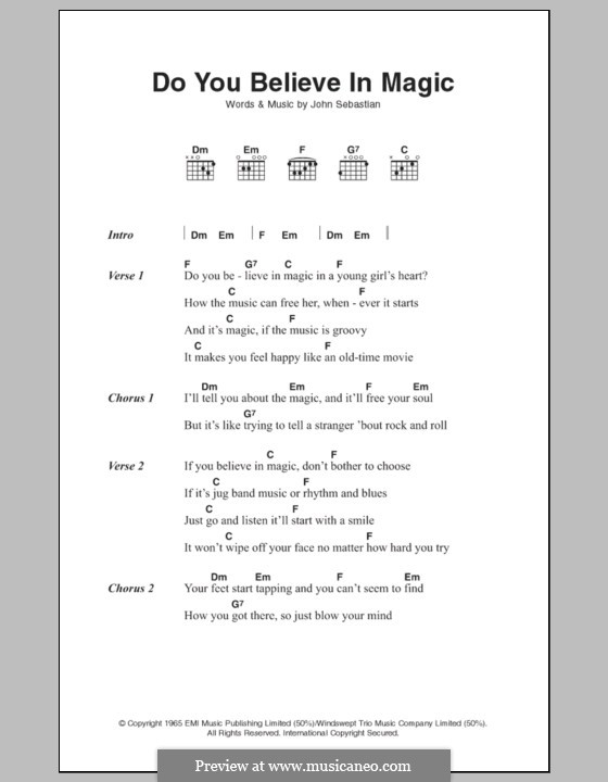 Do You Believe In Magic (The Lovin' Spoonful): Lyrics and chords by John B. Sebastian