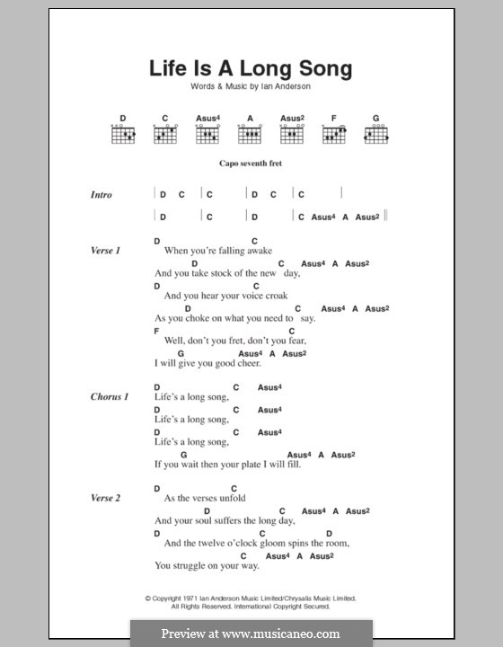 Life Is a Long Song (Jethro Tull): Lyrics and chords by Ian Anderson