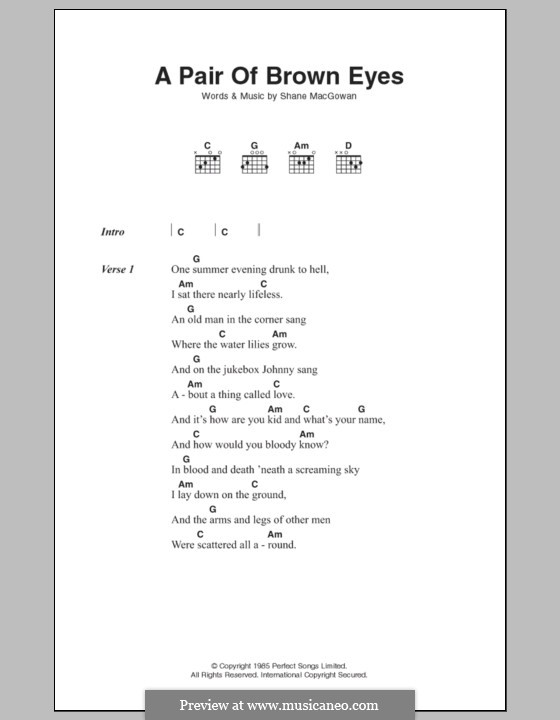 A Pair of Brown Eyes (The Pogues): Lyrics and chords by Shane MacGowan