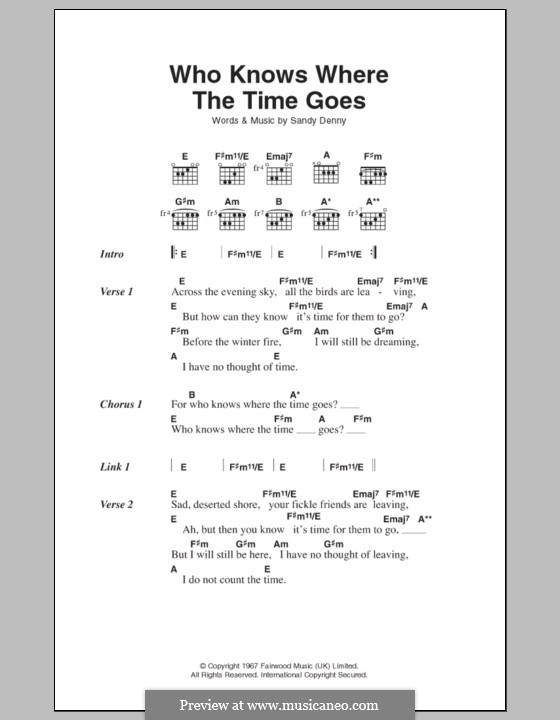 Who Knows Where the Time Goes by S. Denny sheet music on MusicaNeo