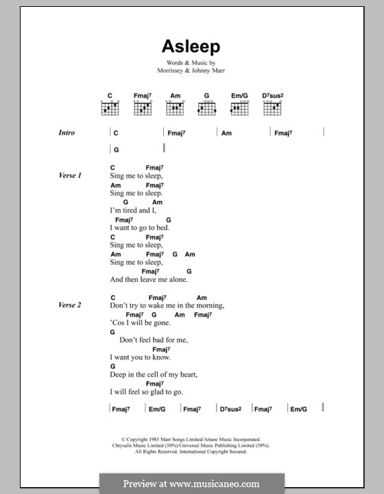 Asleep (The Smiths): Lyrics and chords by Morrissey, Johnny Marr