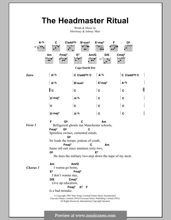 The Headmaster Ritual (The Smiths): Lyrics and chords by Morrissey, Johnny Marr