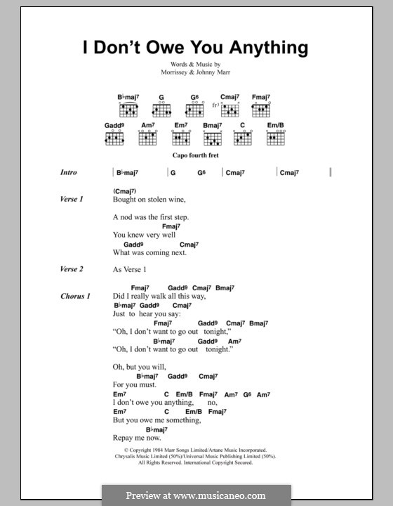 I Don't Owe You Anything (The Smiths): Lyrics and chords by Morrissey, Johnny Marr