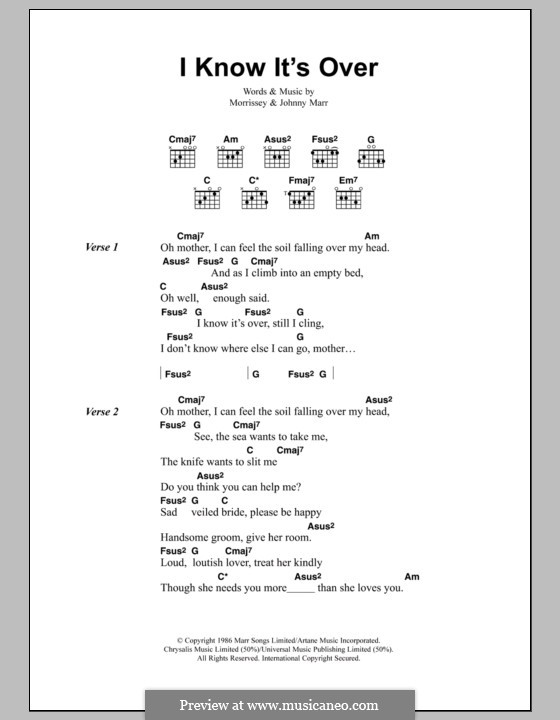 I Know It's Over (The Smiths): Lyrics and chords by Morrissey, Johnny Marr