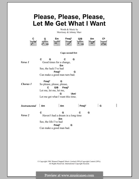 Please, Please, Please, Let Me Get What I Want (The Smiths): Lyrics and chords by Morrissey, Johnny Marr