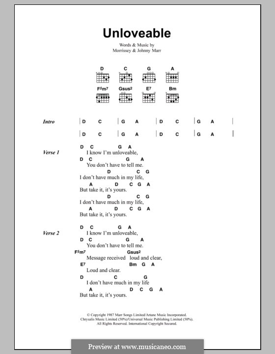 Unloveable (The Smiths): Lyrics and chords by Morrissey, Johnny Marr