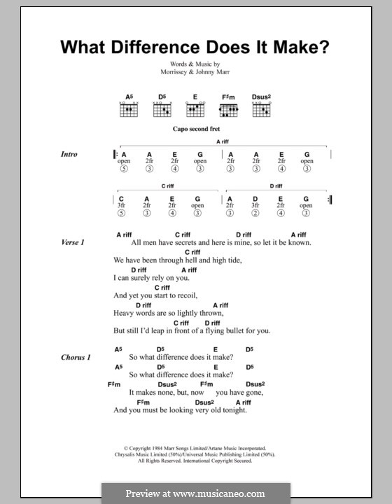 What Difference Does It Make? (The Smiths): Lyrics and chords by Morrissey, Johnny Marr