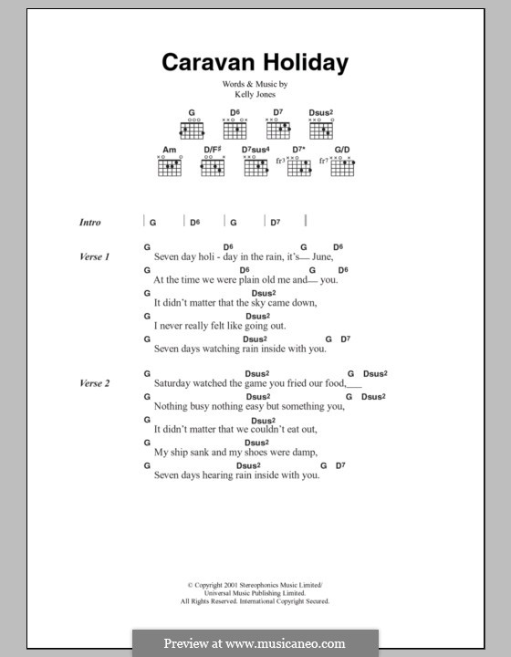 Caravan Holiday (Stereophonics): Lyrics and chords by Kelly Jones