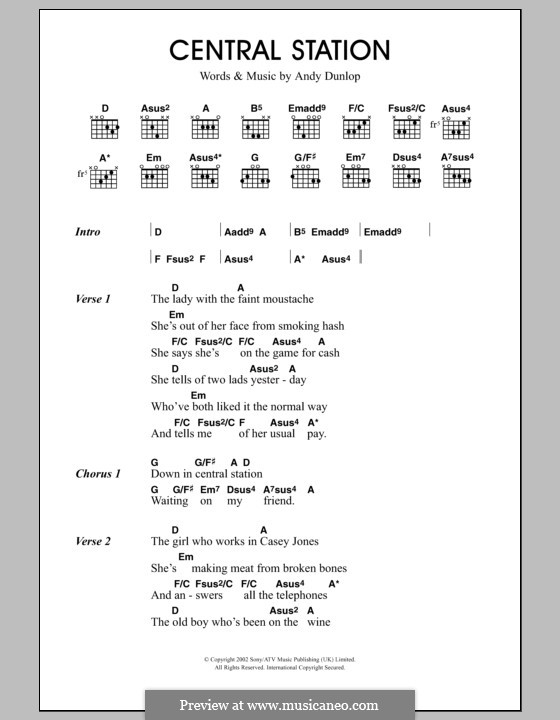 Central Station (Travis): Lyrics and chords by Fran Healy