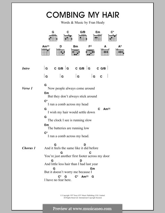 Combing My Hair (Travis): Lyrics and chords by Fran Healy