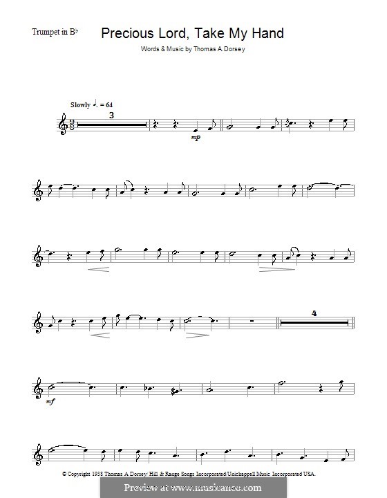 Precious Lord, Take My Hand (Take My Hand, Precious Lord): For trumpet (Aretha Franklin) by Thomas A. Dorsey