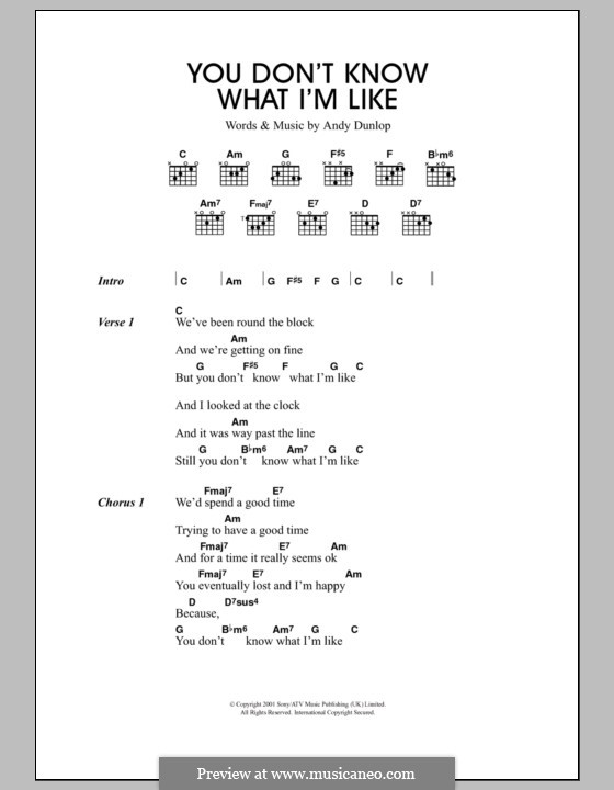You Don't Know What I'm Like (Travis): Lyrics and chords by Andrew Dunlop
