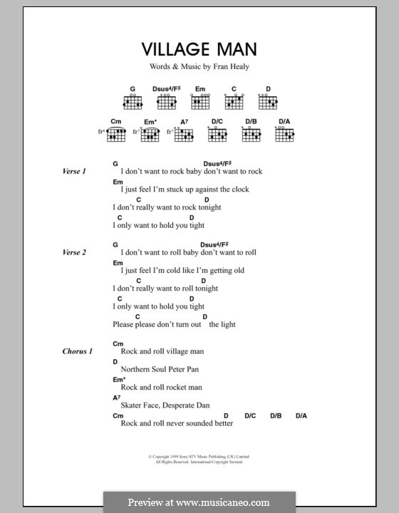 Village Man (Travis): Lyrics and chords by Fran Healy