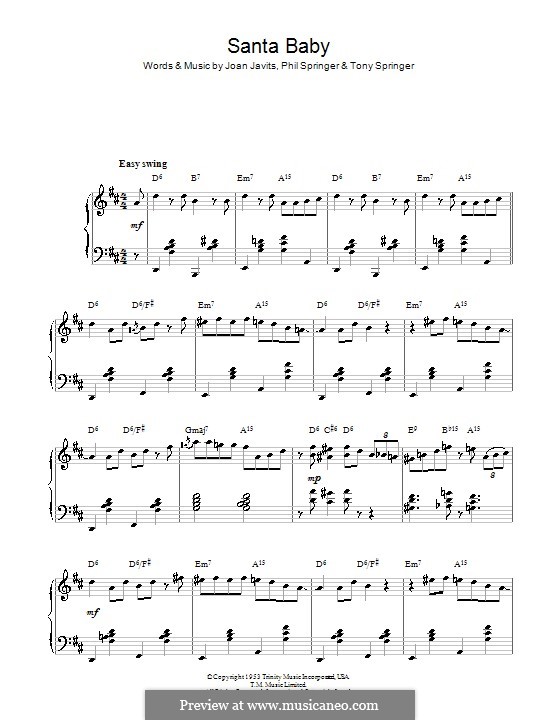 Piano version: D Major by Joan Javits, Philip Springer, Tony Springer