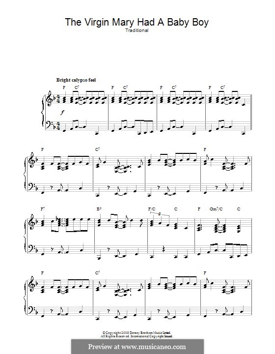 The Virgin Mary Had a Baby Boy: For piano by folklore
