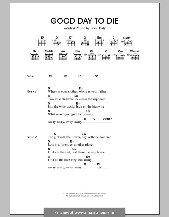 Good Day to Die (Travis): Lyrics and chords by Fran Healy