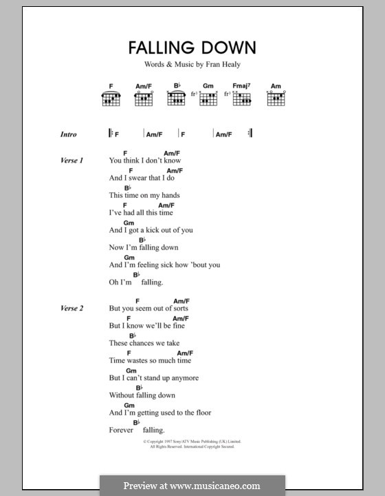 Falling Down (Travis): Lyrics and chords by Fran Healy