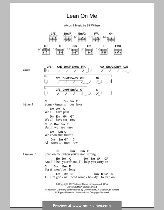 Vocal version: Lyrics and chords by Bill Withers