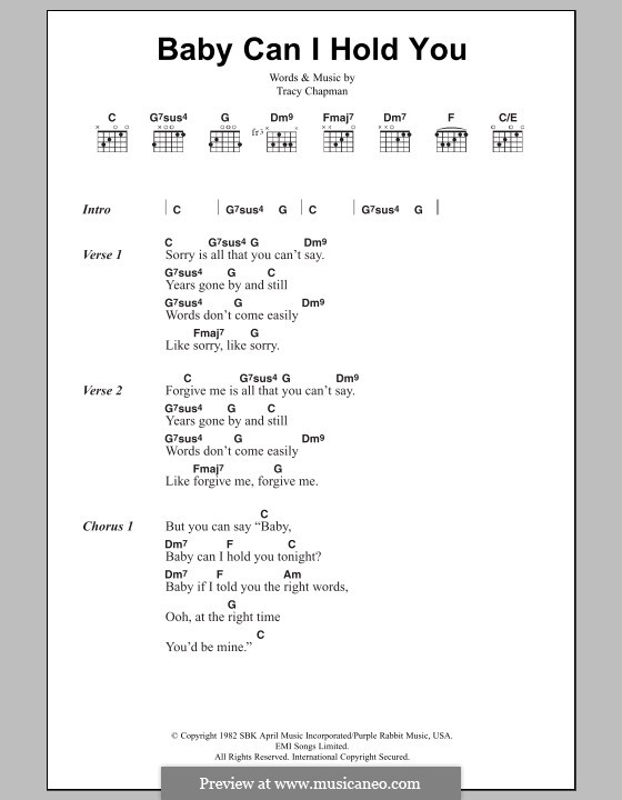 Baby Can I Hold You (Boyzone): Lyrics and chords by Tracy Chapman