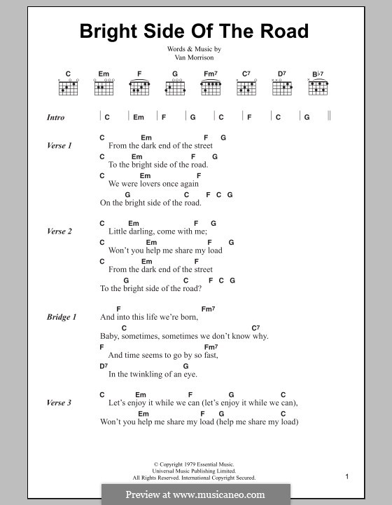 Bright Side of the Road: Lyrics and chords by Van Morrison