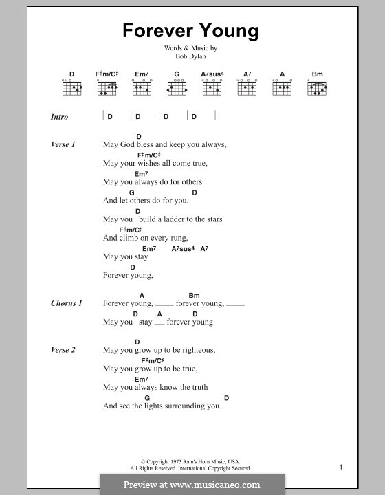 Forever Young I: Lyrics and chords by Bob Dylan