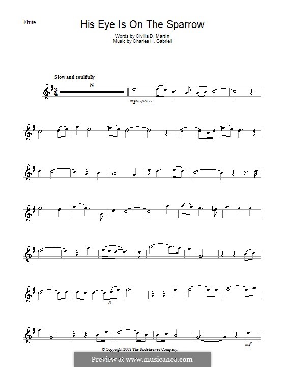 His Eye Is on the Sparrow (Ethel Waters): For flute by Charles Hutchinson Gabriel