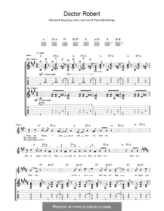 Doctor Robert (The Beatles): For guitar with tab by John Lennon, Paul McCartney