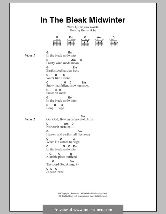 Vocal version: Lyrics and chords by Gustav Holst