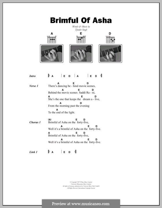 Brimful of Asha (Cornershop): Lyrics and chords by Tjinder Singh